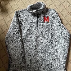 University of Maryland gray sherpa Boxercraft 1/4 zip L NWOT